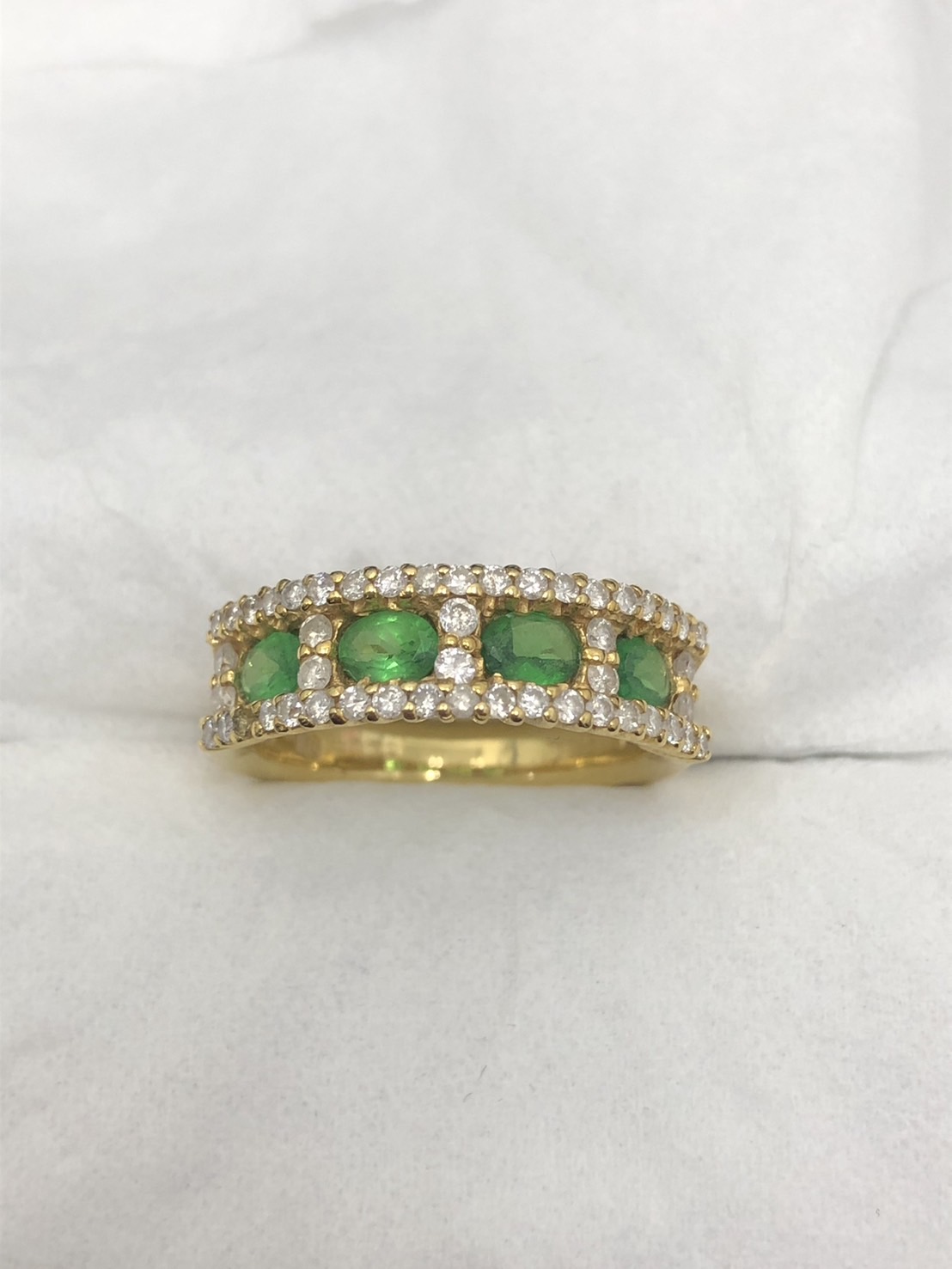 K18 エメラルド メレダイヤモンドのリングをお買取り致しました！